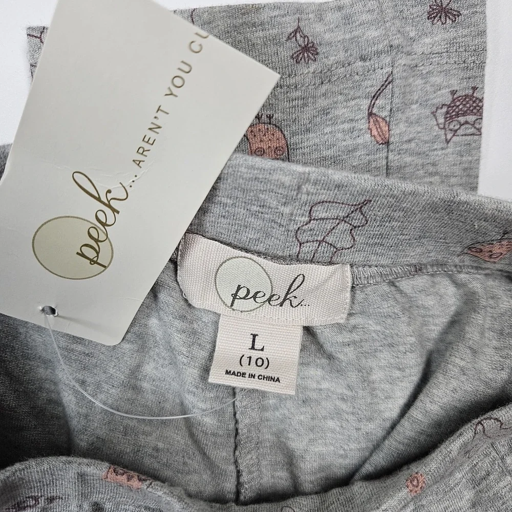 PEEK Girls Large 10‎ Owl Outdoor Animals Gray Leggings Pants
